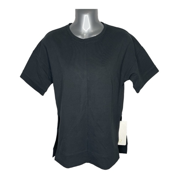 Lululemon Cut Above Comfy Terry Tee Black, Size 4 New - Picture 1 of 7